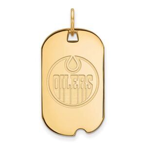 SS 14k Yellow Gold Plated NHL Edmonton Oilers Dog Tag Pendant